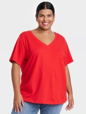 Ava & Viv Red V-Neck T-Shirt